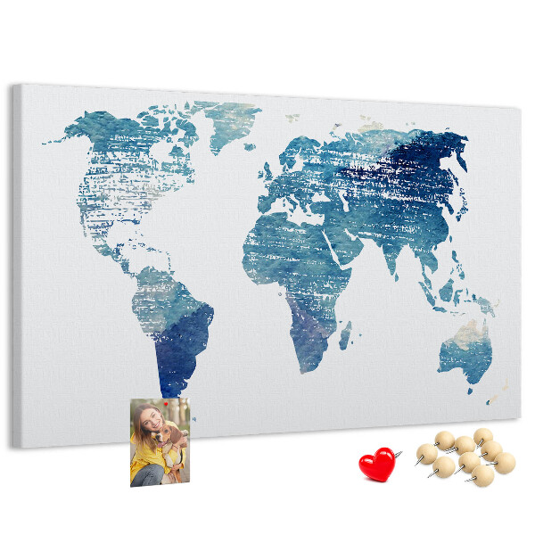 Cork memo board World map