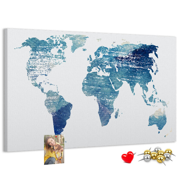 Cork memo board World map