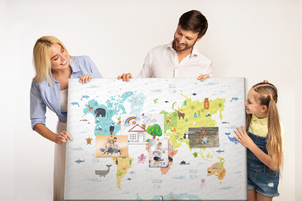 Cork board Animal world map