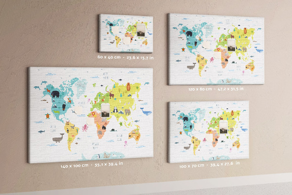 Cork board Animal world map