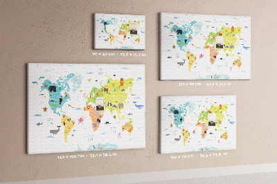 Cork board Animal world map