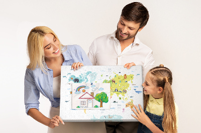 Cork board Animal world map