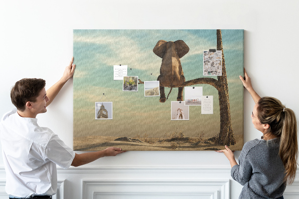 Cork display board Elephant on a tree