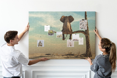 Cork display board Elephant on a tree