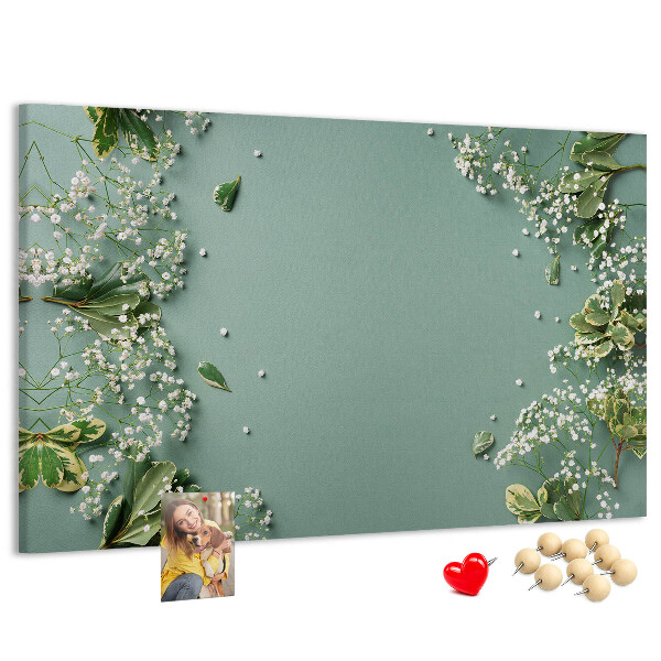 Cork memo board Delicate flowers