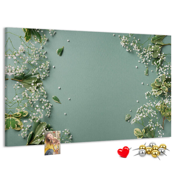 Cork memo board Delicate flowers