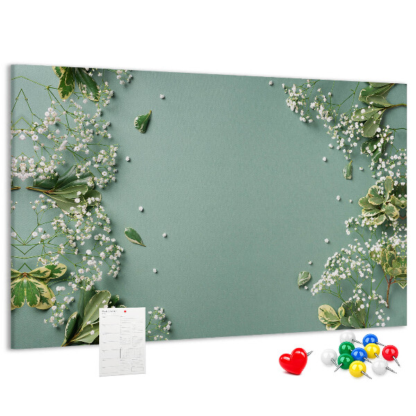 Cork memo board Delicate flowers