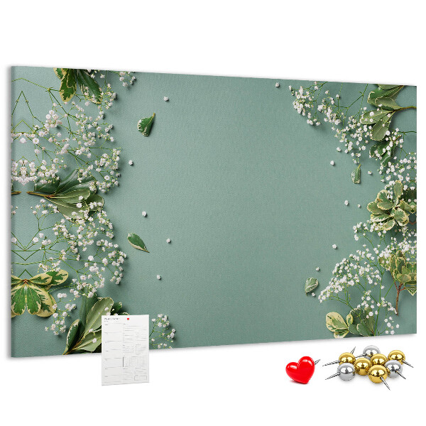 Cork memo board Delicate flowers