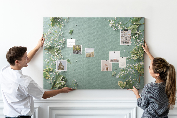 Cork memo board Delicate flowers