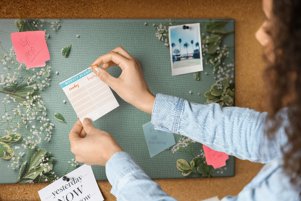 Cork memo board Delicate flowers