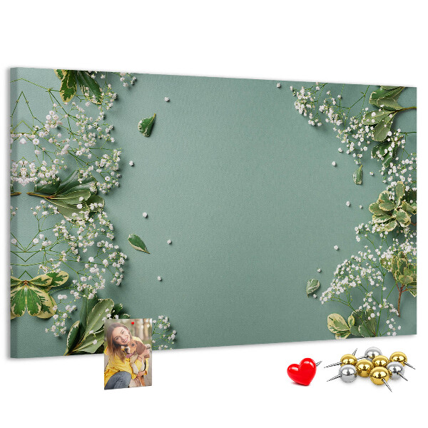 Cork memo board Delicate flowers
