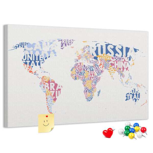 Cork board World map countries