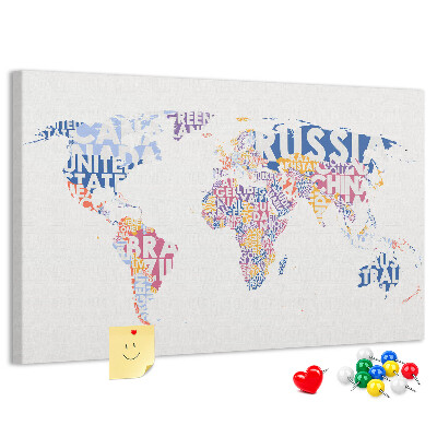 Cork board World map countries