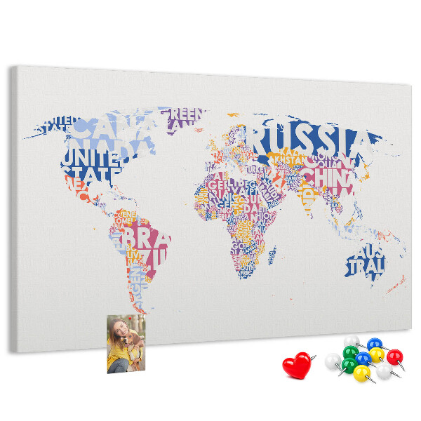 Cork board World map countries
