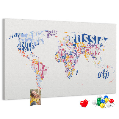 Cork board World map countries