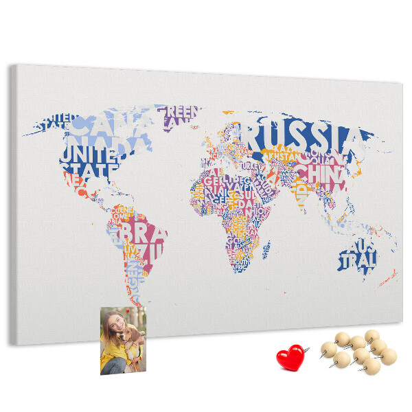 Cork board World map countries