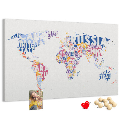Cork board World map countries