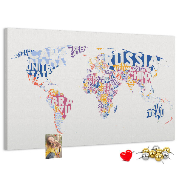 Cork board World map countries