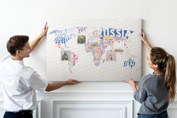 Cork board World map countries