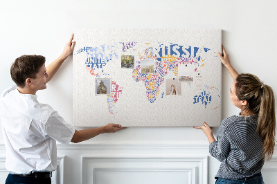 Cork board World map countries