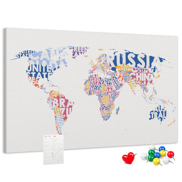 Cork board World map countries