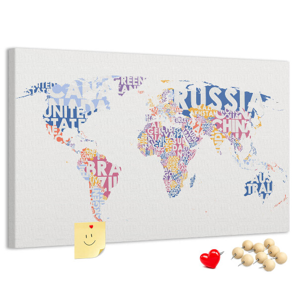 Cork board World map countries