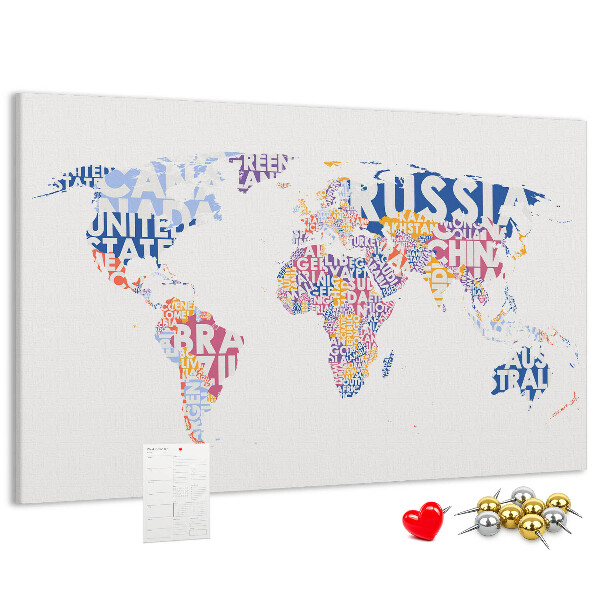 Cork board World map countries