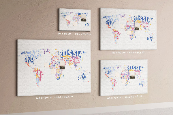 Cork board World map countries