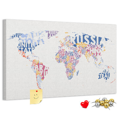 Cork board World map countries