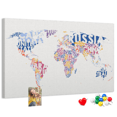 Cork board World map countries