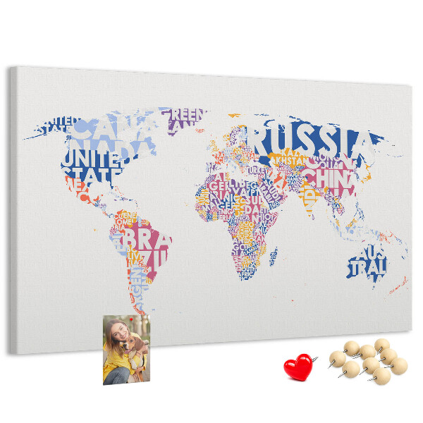 Cork board World map countries