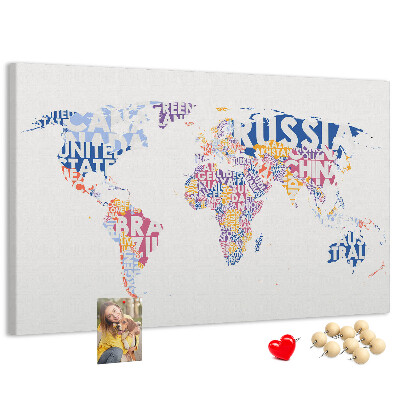 Cork board World map countries
