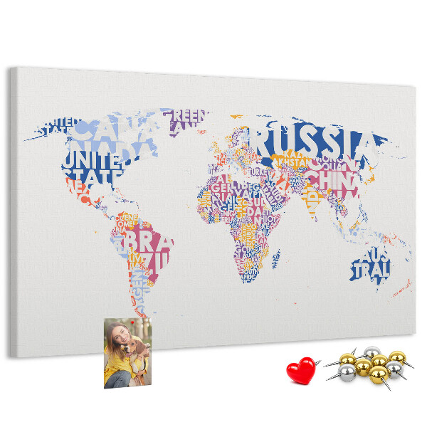 Cork board World map countries