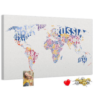 Cork board World map countries