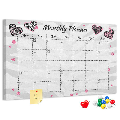 Cork memo board Fashion monthly planner