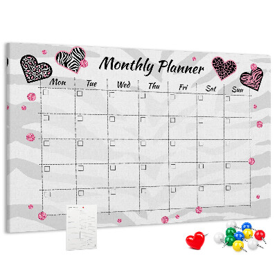 Cork memo board Fashion monthly planner