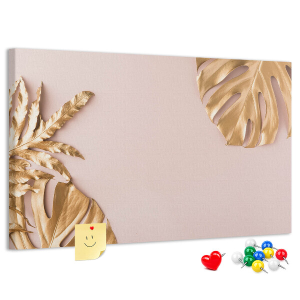 Cork board Golden tropical leaves