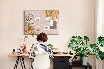 Cork board Golden tropical leaves