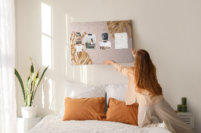 Cork board Golden tropical leaves