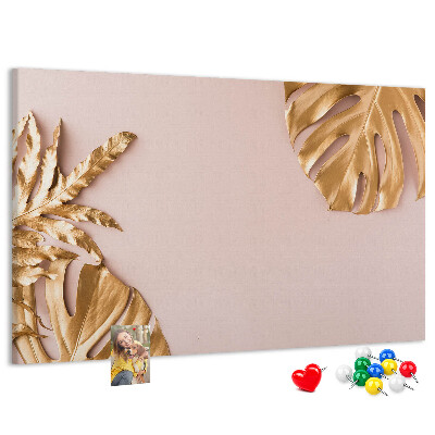 Cork board Golden tropical leaves