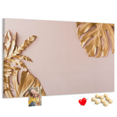 Cork board Golden tropical leaves