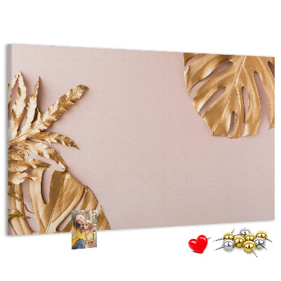 Cork board Golden tropical leaves