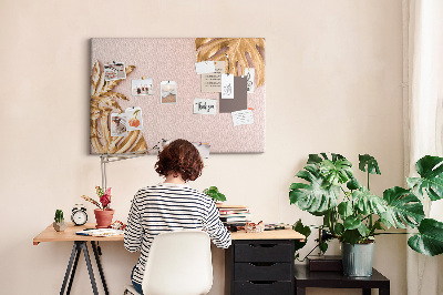 Cork board Golden tropical leaves