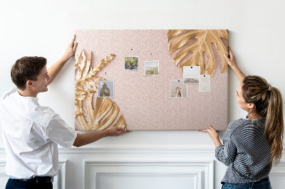 Cork board Golden tropical leaves