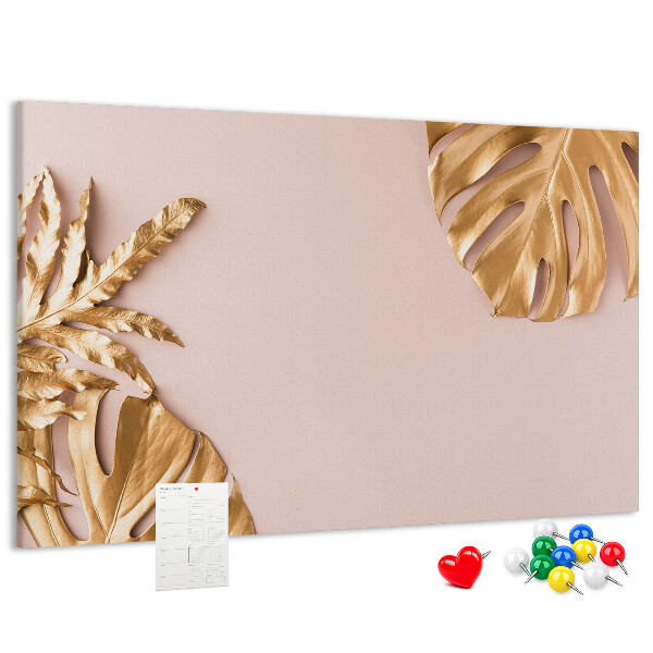 Cork board Golden tropical leaves