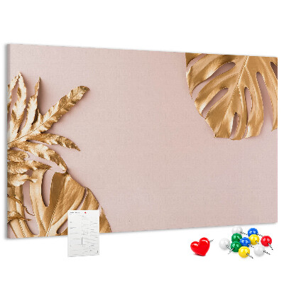 Cork board Golden tropical leaves