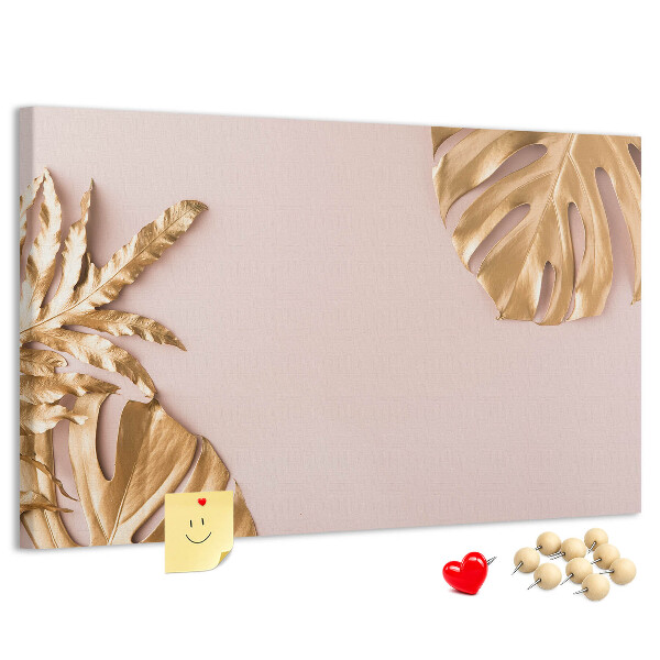 Cork board Golden tropical leaves