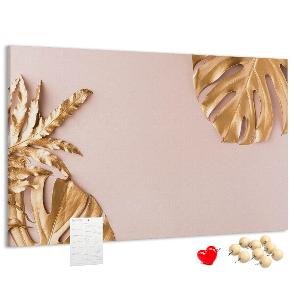 Cork board Golden tropical leaves