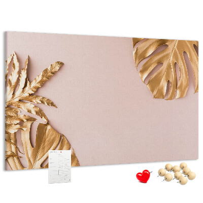 Cork board Golden tropical leaves
