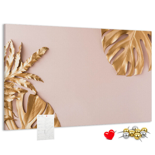Cork board Golden tropical leaves